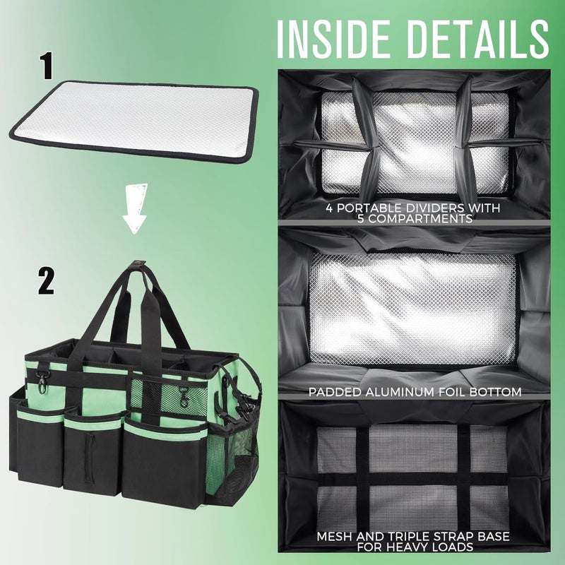 SCAVATA Wearable Cleaning Caddy, Cleaning Caddy Supplies Organizer with Handle & Shoulder Straps for Housekeepers, Under Sink & Car Cleaning Tool Organizers Bag with 4 Foldable Divider (MintGreen) - Image 5